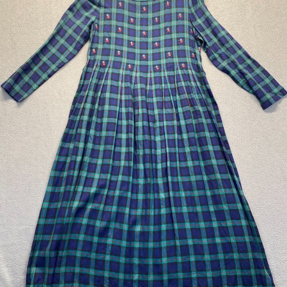 Vintage dress Larah Elizabeth Rayon Plaid Flannel Dress Size 6P,Embroidery,Zip